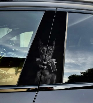 Naklejka na słupek auta Doberman Folia Premium GRATIS