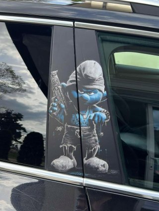 Naklejka na słupek auta Smerf Folia Premium GRATIS