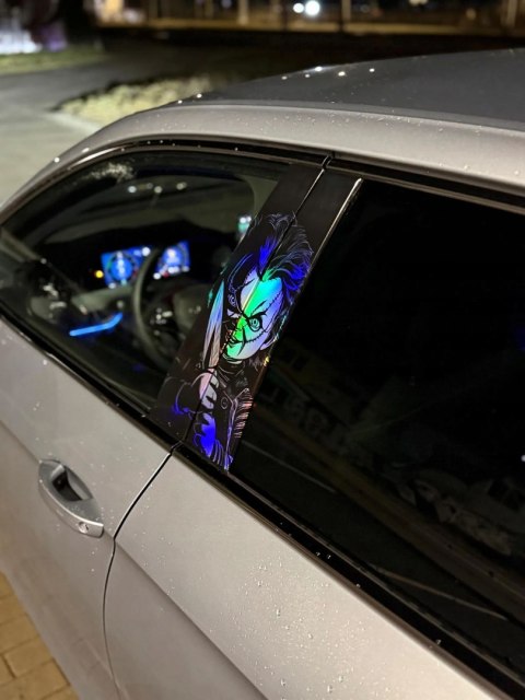 Lalka Chucky Holograficzna Naklejka na słupek auta Seria limitowana 50szt