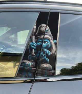Naklejka na słupek auta Smerfetka Wandal Folia Premium GRATIS