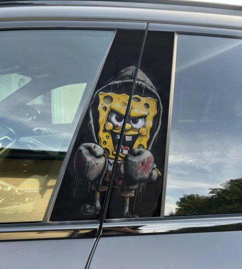 Naklejka na słupek auta Spongebob Bokser Folia Premium GRATIS